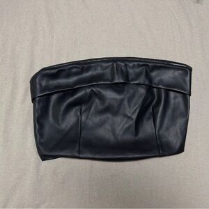 Black Faux Leather strapless top